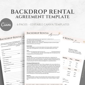 Editable Backdrop Rental Agreement, Party Equipment Rental Contract ...