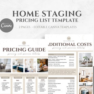 Editable Home Staging Pricing List Template, Property Staging Pricing Guide, Real Estate Home Staging Service Business Form, Canva editable