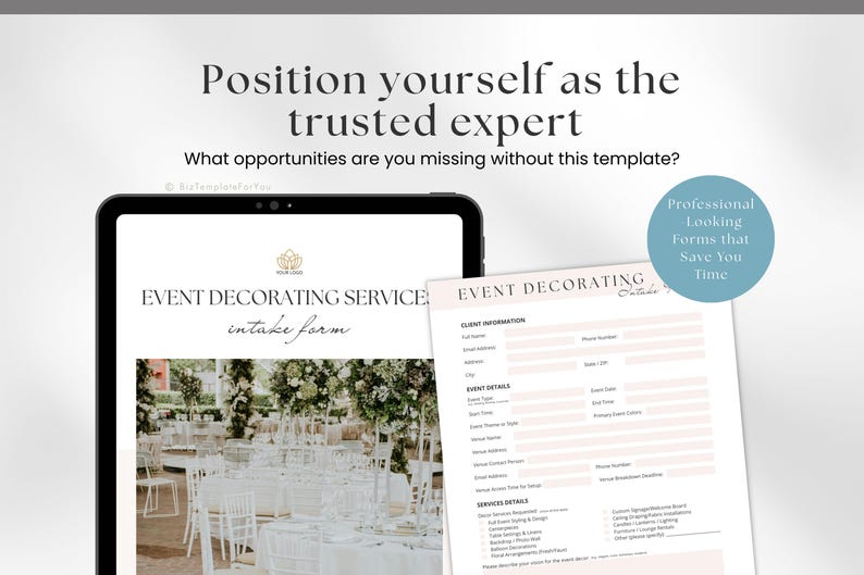 Event Decorating Intake Form Template, Event Planning Client ...