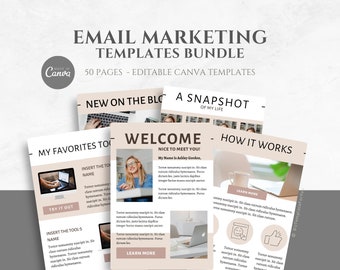 Email Marketing Canva Template Bundle, Newsletter Template, Sales Email, Welcome Email, Email Sequence, MailChimp, FloDesk, Blogger, Coach