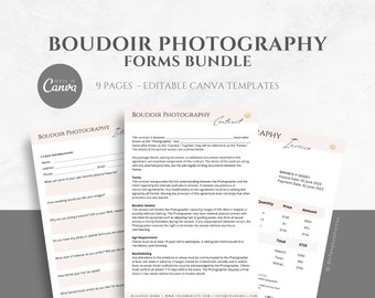 Editable Boudoir Photography Contract Template. Boudoir Photography Client Contract. Boudoir Session Forms for Photographers. Canva Template