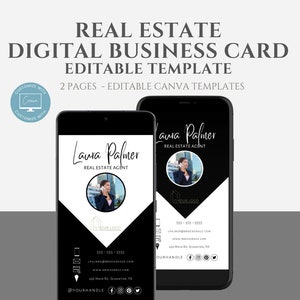 Editable Real Estate Digital Business Card Template, Realtor Marketing and Advertising, Real Estate Business, Fully Customizable, Canva