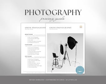 Photography Pricing Guide Template, Editable Price List for Photographers, Wedding Photography Pricing, Portrait Photographer Template,Canva
