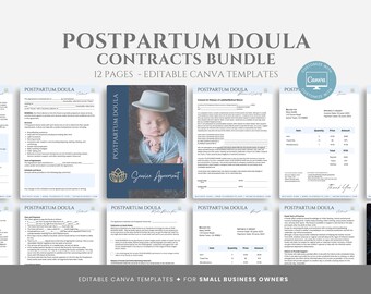 Editable Postpartum Doula Contract Templates Bundle, Doula Business Forms, Doula Paperwork, Canva Templates, Postpartum Doula Form Packet