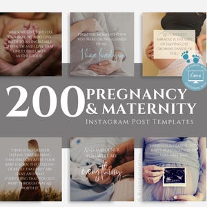 200 Instagram Pregnancy Social Media Templates, Maternity Canva Bundle, Doula Social Media, Postpartum Quotes, Canva editable