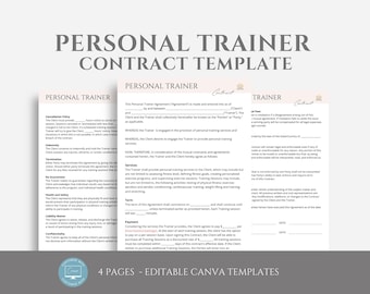Editable Personal Trainer Contract, Personal Training Business