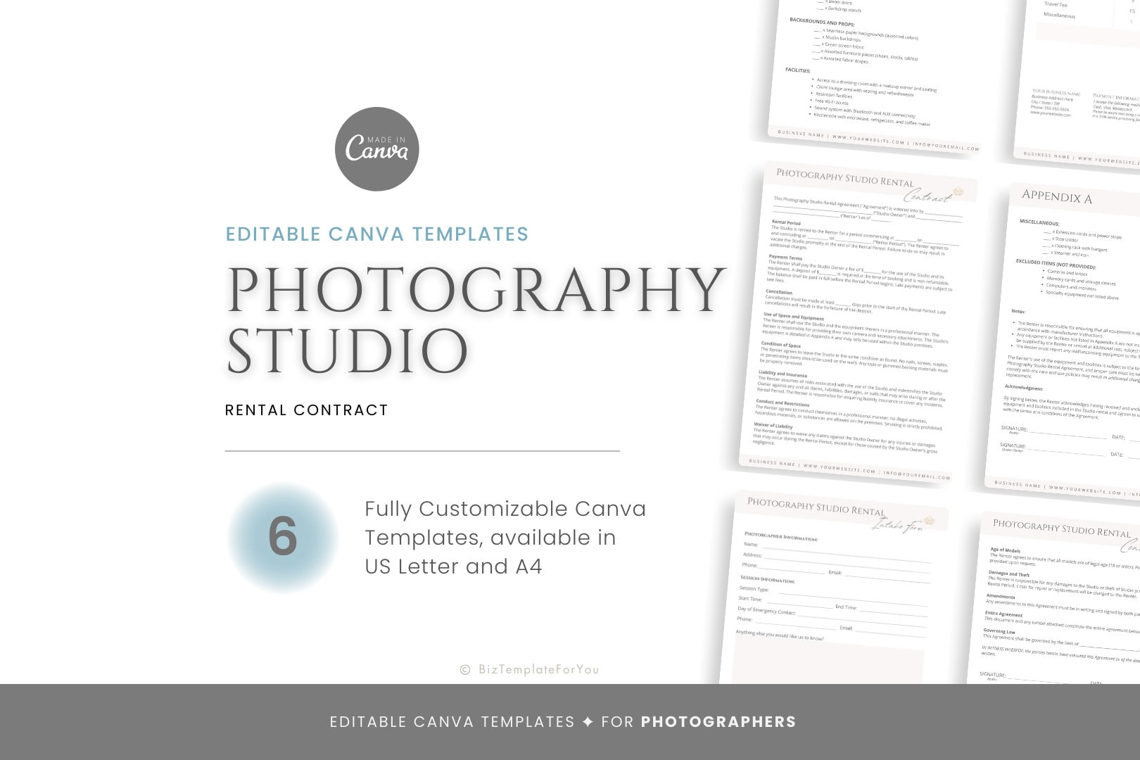 Editable Photography Studio Rental Agreement, Studio Rental Contract