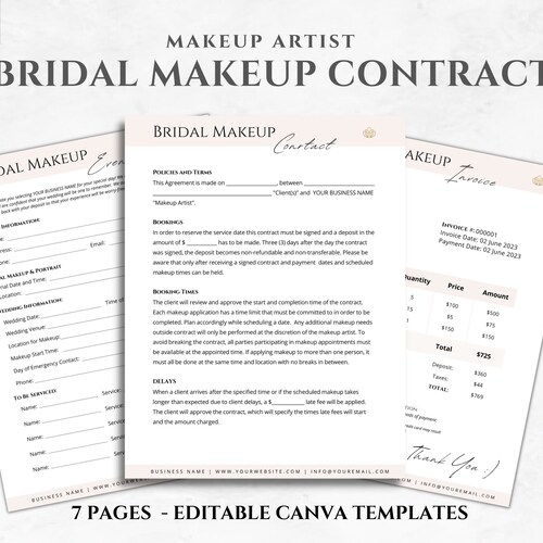 Editable Bridal Makeup Contract Template Etsy Editable Bridal Makeup Contract Template Etsy