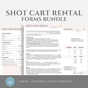 Editable Shot Cart Service Contract Template, Shot Cart Rental Service Agreement, Event Services Business Template Form, Canva editable