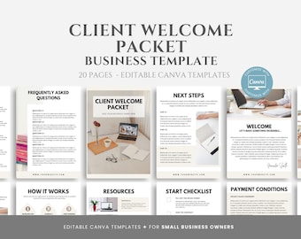 Editable New Client Welcome Packet Template, Onboarding Canva Template, New Client Service Guide, Service and Pricing Guide, Onboarding Kit