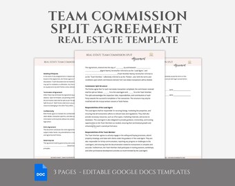 Editable Real Estate Team Commission Split Agreement Template, Realtor ...
