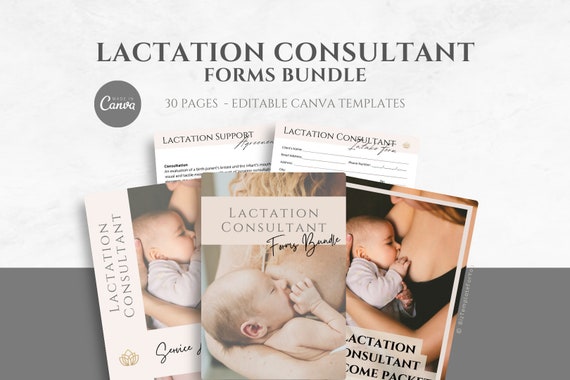 Editable Lactation Consultant Forms Templates, Contract, Intake Form and Client Welcome Packet Bundle, Brestfeeding Canva Templates