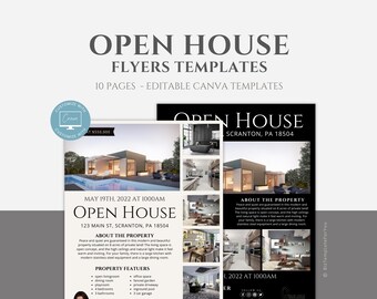 Real Estate Open House Flyer Template, House Hunting Template for Real Estate Agents and Realtors, Open House Invite, Marketing Mailer,Canva