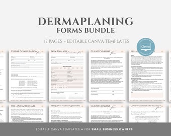 Editable Dermaplaning Consultation Forms, Esthetician Forms, Facial Consultation, Aftercare Guide Template, SPA Consent Form, Canva editable