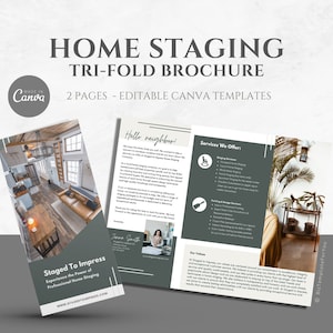 Editable Home Staging Tri-fold Brochure Template Property Staging Business Marketing Canva Templates for Staging Professionals and Reators
