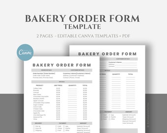 Editable Bakery Order Form Template, Printable Bakery Order Form Template, Small Business Order Form, Cookies Order Template, Canva editable