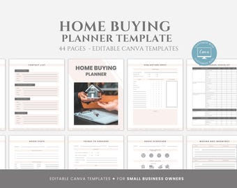 Editable Home Buying Planner Template, House Buying, New Home Planner, Home Buying Guide, Printable Minimalist Planner, Canva Template