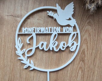 Caketopper für Konfirmation, Taufe oder Kommunion mit Name