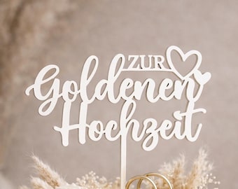 Cake topper for a golden wedding anniversary, golden wedding anniversary cake topper
