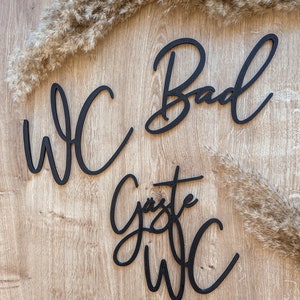 Door sign WC, bathroom, guest toilet, lettering bathroom door