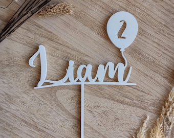 Cake topper anniversaire, personnalisé avec nom et numéro, cake topper