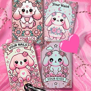 Oráculo de Afirmações de Coelhos para Imprimir: Conjunto de 24 Cartas Inspirado em Tarô para Download Digital Instantâneo