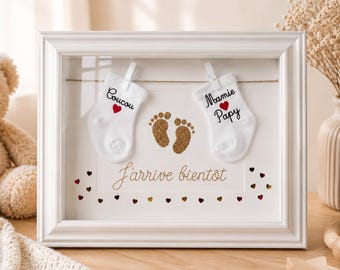 Chaussettes Annonce Grossesse Grand Parents Papy Mamie Parrain Marraine Tata Tonton Cadre Personnalisé pour Annoncer une Grossesse