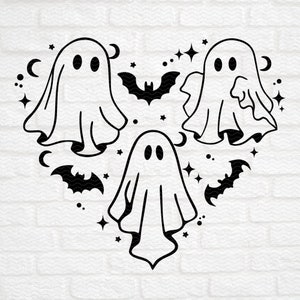 Ghost Heart Svg Png, Love Halloween Svg Png, File For Cricut, Creepy Ghost Svg Png