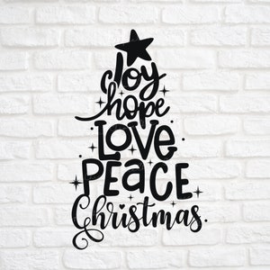 Joy Hope Love Peace Christmas Tree Svg Png, Holiday Svg, Cut File for Cricut, Christmas Tree Svg Png, Joy Svg Png, Winter svg Png