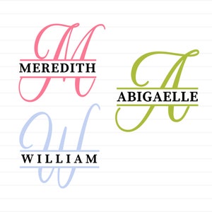 Alfabeto Svg de monograma dividido, 26 letras de monograma Svg individuales, archivos de corte para Cricut, alfabeto de monograma SVG Png