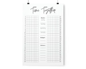 52 Week "Time Together" Intentions Premium Matte Vertical Posters