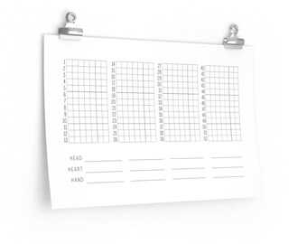 52 Week Tracker "Head Heart Hand" Premium Matte horizontal poster