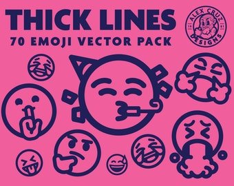 Thick Lines 70 Emoji Vector Pack