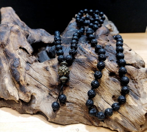 Collar de acero inoxidable con piedra Natural para hombre y mujer