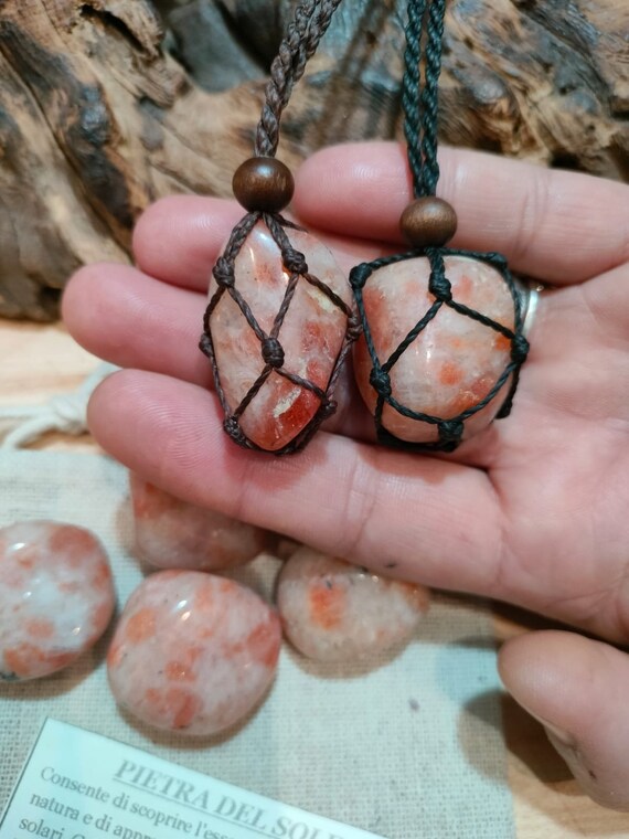 Sunstone Necklace, Vital Energy Stone, Openable Stone Holder