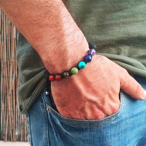 Seven Chakra Bracelet, Energy, Handmade Shamballa, Men&#39;s and Women&#39;s Bracelet, Meditation Bracelet, Wellness Craft, Ethnic, Macramé