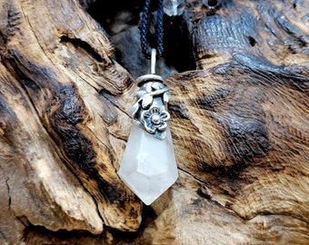 Rock Crystal Necklace, 925 Silver Pendant, Handmade, Natural Stone Tip, Gift Idea, Pendant, Jewel for Man and Woman