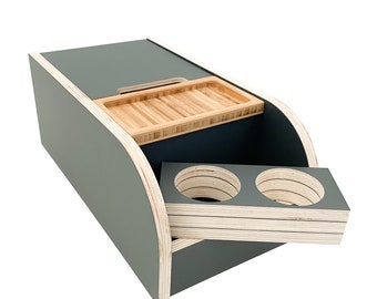 VW T4 California Bulli Bus – Caja de almacenamiento para consola central antracita | Organizador para furgonetas de camping