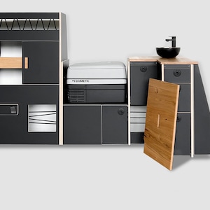 Vanfabrik Cabrillo kitchen unit kitchen furniture unit California Beach storage space Vanlife Camper van extension Multivan VW T5 T6 cool box wardrobe