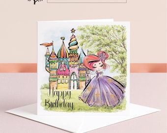 Carte d'anniversaire princesse : carte de voeux personnalisée