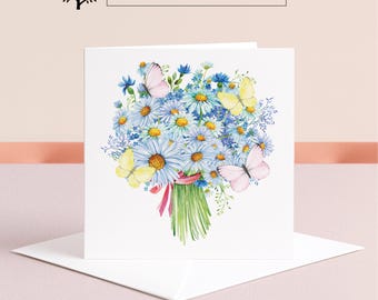 Carte personnalisée marguerite : anniversaire floral, fête des mères