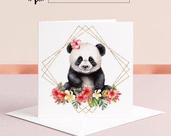 Carte d'anniversaire panda : carte de voeux personnalisée