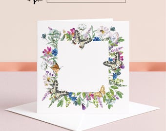 Carte fleurs sauvages et papillons : voeux floraux personnalisés