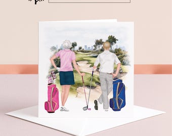 Carte d'anniversaire de golf personnalisée : illustration de golfeur