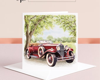 Carte voiture ancienne personnalisée : anniversaire, fête des pères