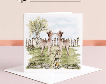 Carte d'anniversaire cerf, anniversaire, mariage : carte vierge personnalisée
