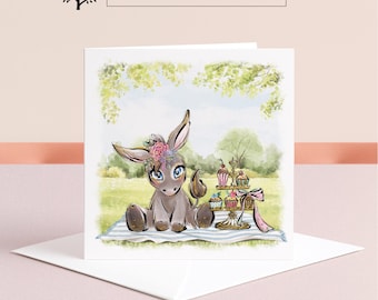 Carte d'anniversaire âne, voeux personnalisé
