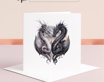 Carte Deux dragons : carte d'anniversaire personnalisée