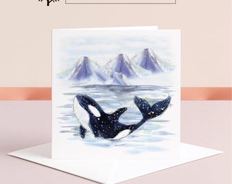 Carte d'anniversaire baleine : carte de voeux mer personnalisée