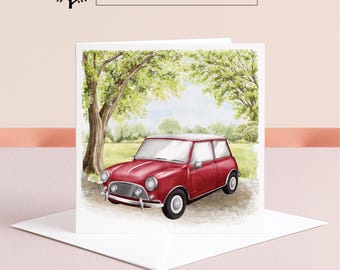 Carte d'anniversaire personnalisée avec mini voiture : voeux personnalisés